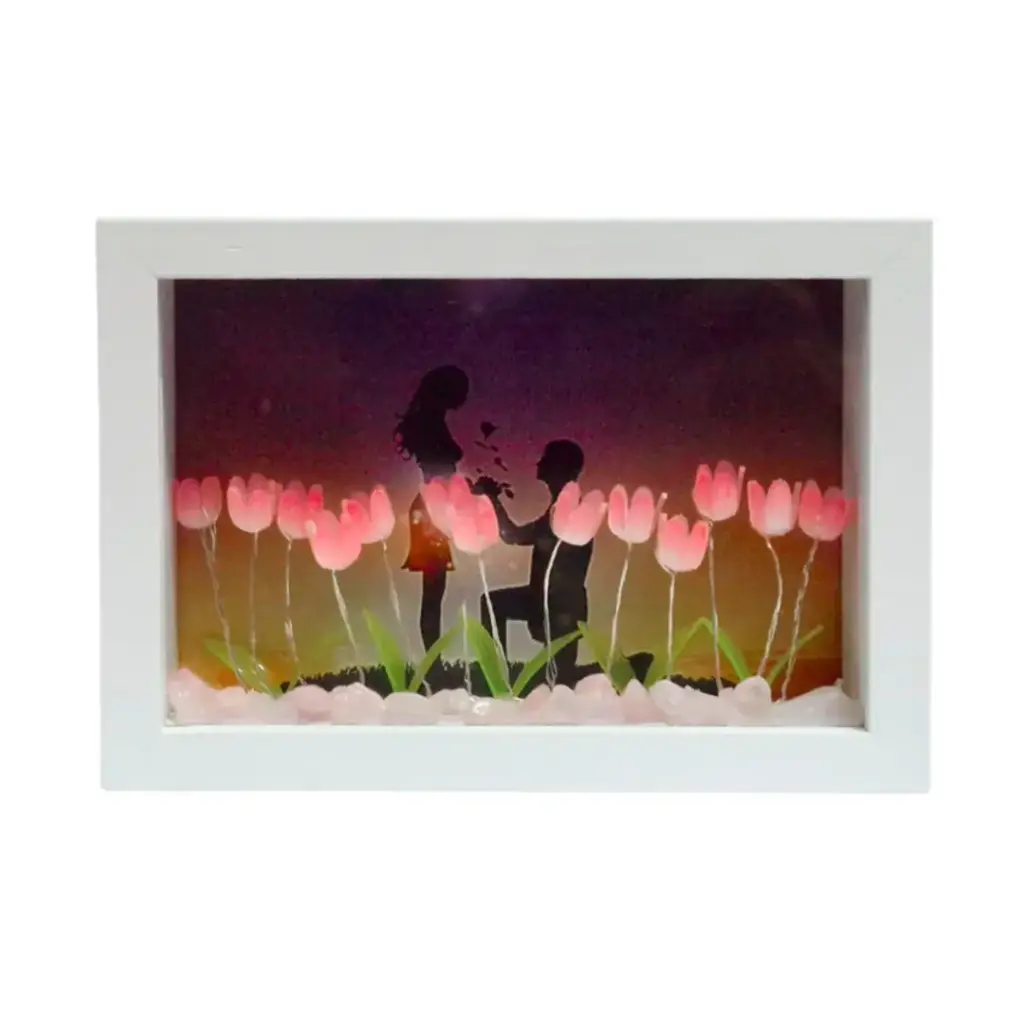 Porta retrato rosado con marco madera blanco