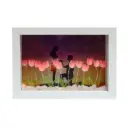 Porta retrato rosado con marco madera blanco