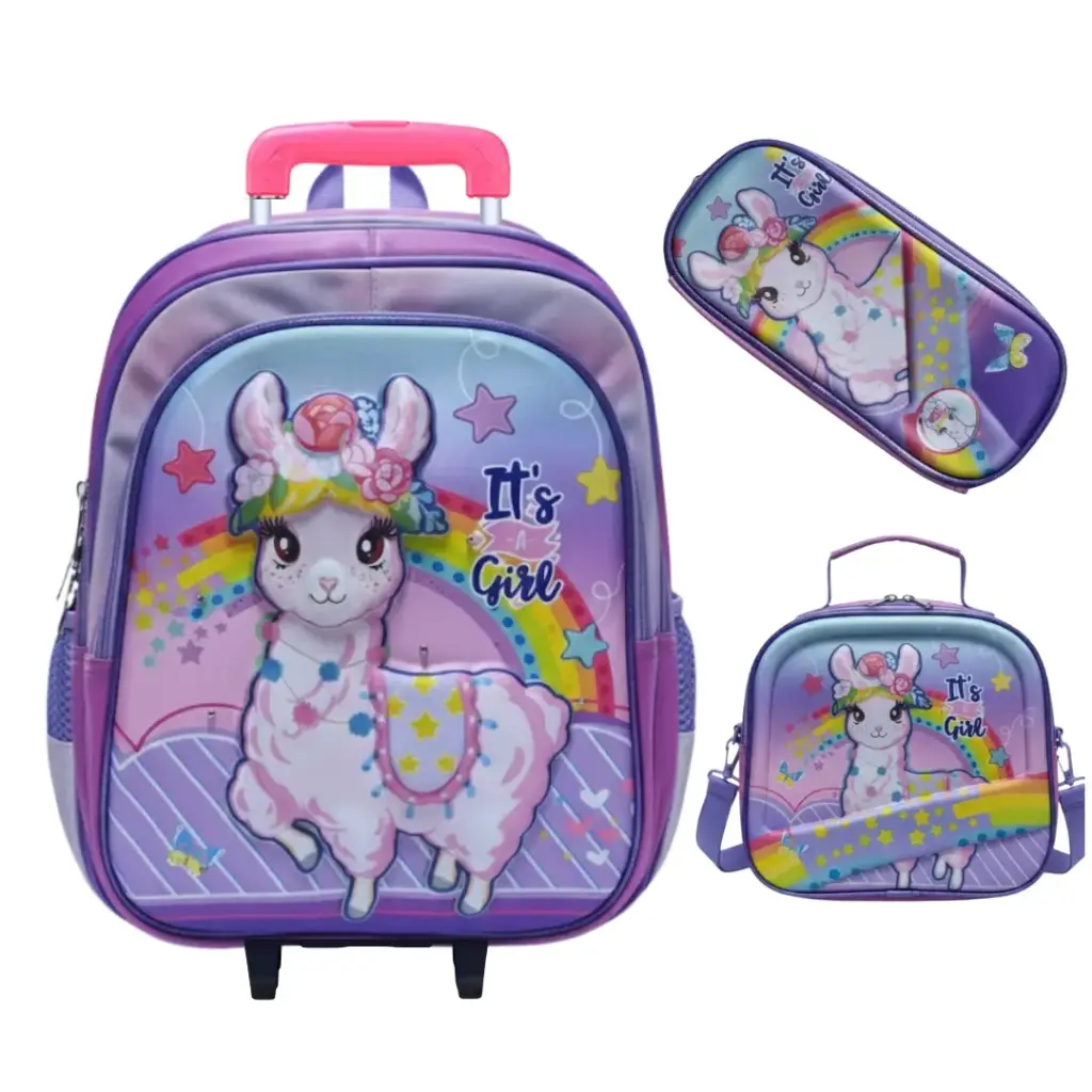Mochila 3 en 1 Multipack con Ruedas Llama Floral