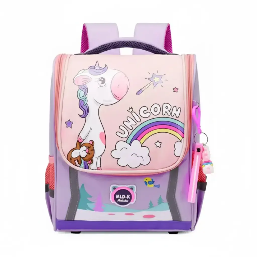 Mochila Escolar Unicornio Morado para Niñas