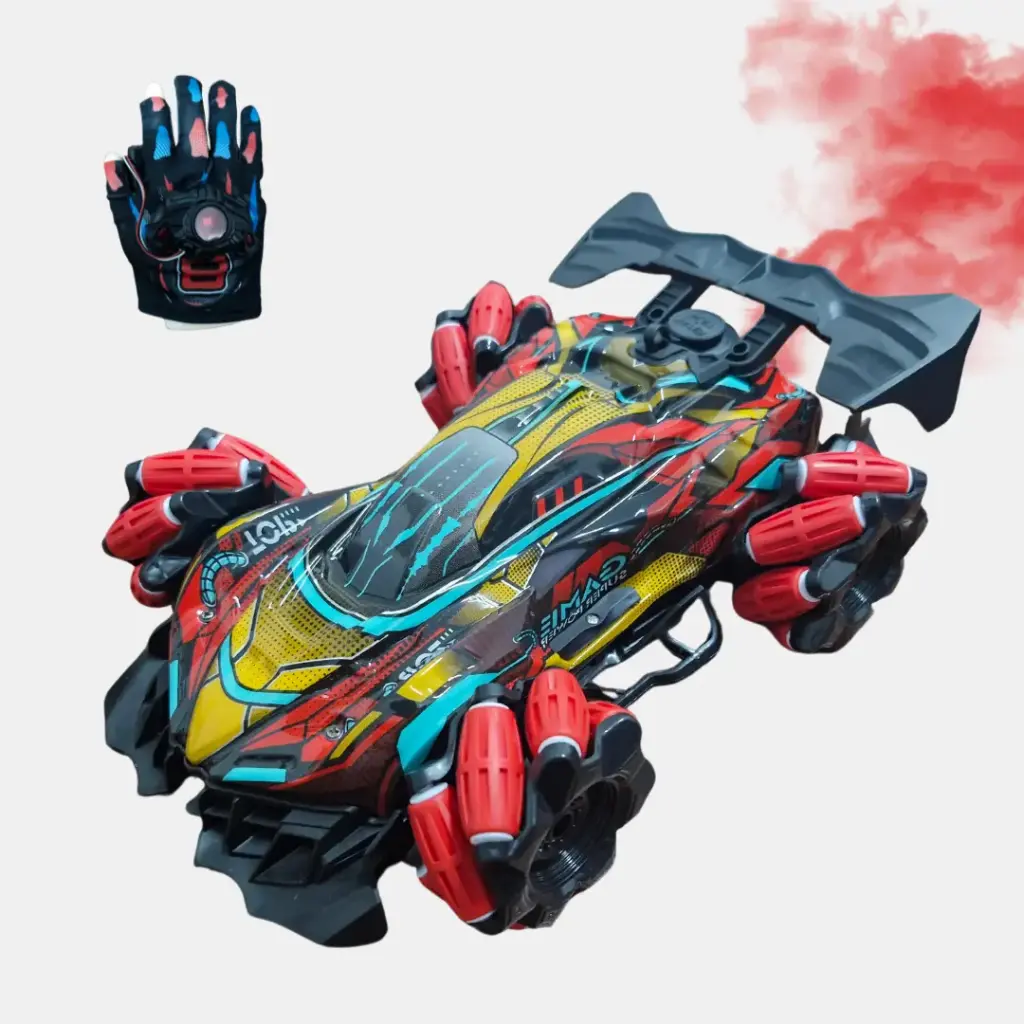 Carro bota humo rojo