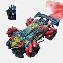 Carro bota humo rojo