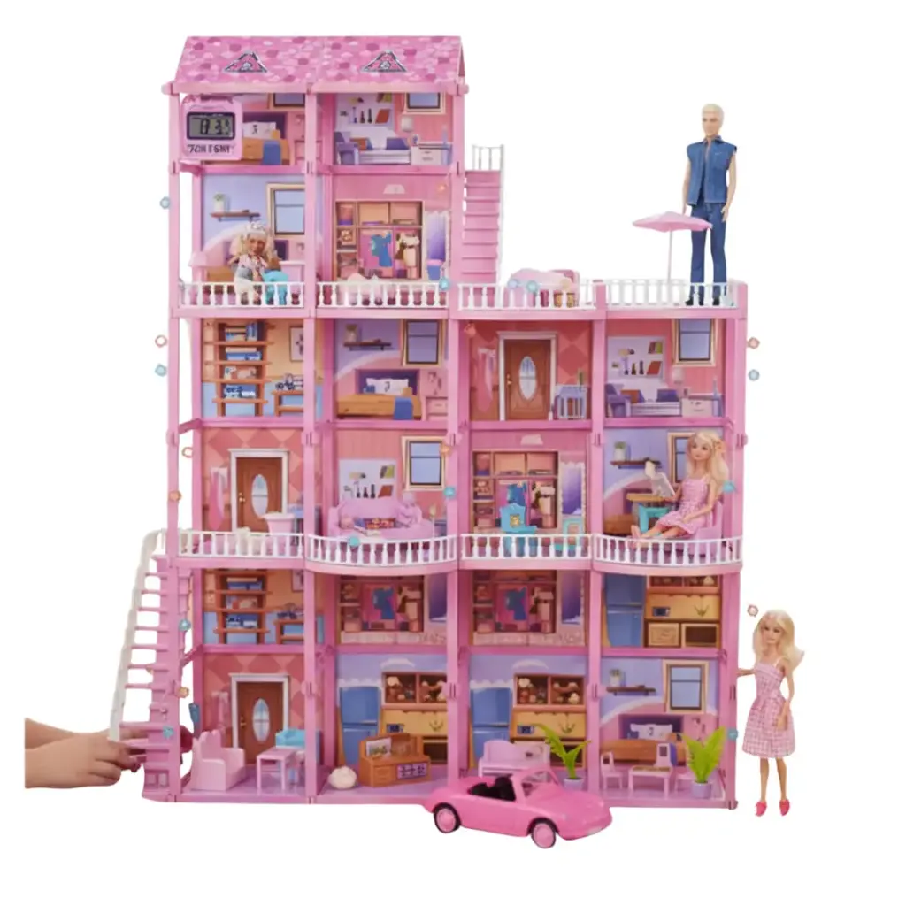 Muñeca Barbie con Casa Premium 282 pcs, Muñeco Ken y Carrito