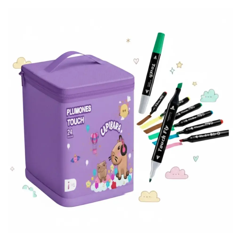 Mini Plumones Touch Capibara Morado 24 pcs