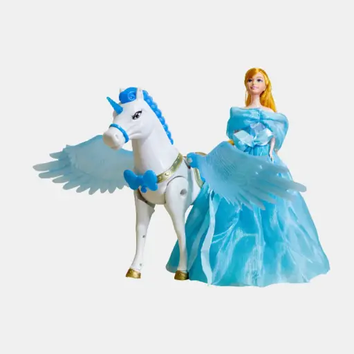 Barbie Pegasus con vestido celeste