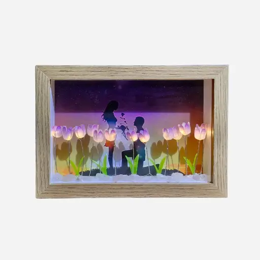 Porta retrato lila con marco madera