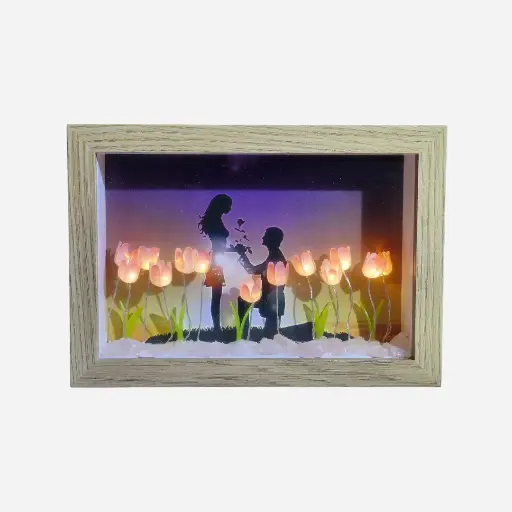 Porta retratos rosa con marco madera