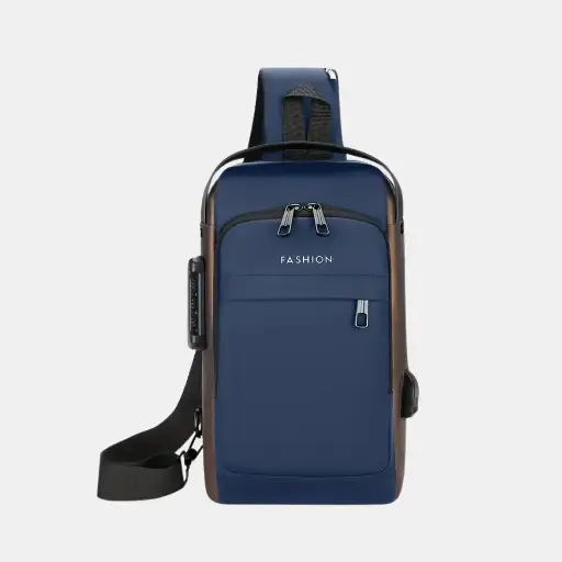 Mochila morral juvenil azul marrón