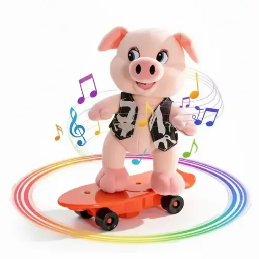 Monopatín con Peluche Musical Diseño Cerdito Vaquero 