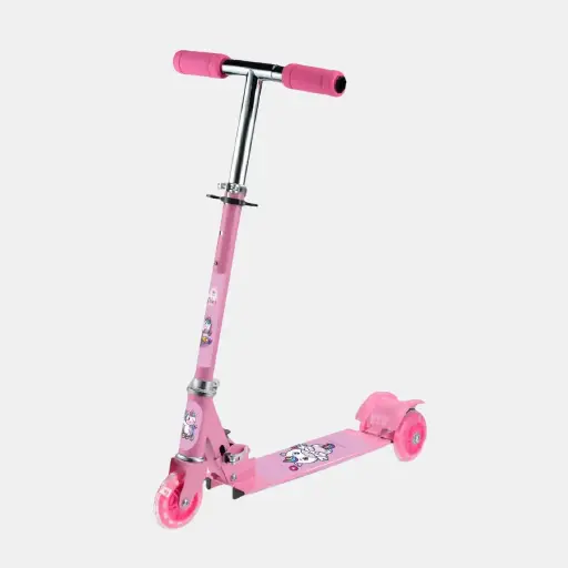 Monopatín de metal rosado
