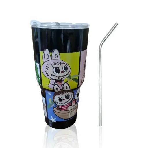 Vaso Térmico Diseño Labubu Negro 800 ml 